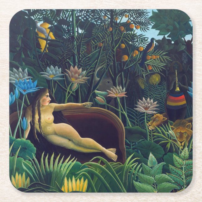 Henri Rousseau - The Dream / Le Reve Square Paper Coaster (Front)