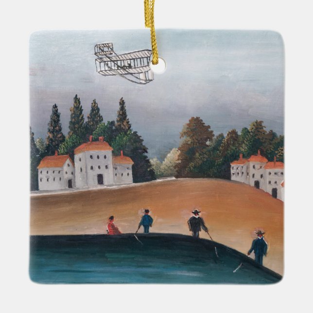 Henri Rousseau - The Fishermen and the Biplane Ceramic Ornament (Front)