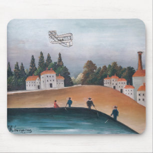 Henri Rousseau - The Fishermen and the Biplane Mouse Pad
