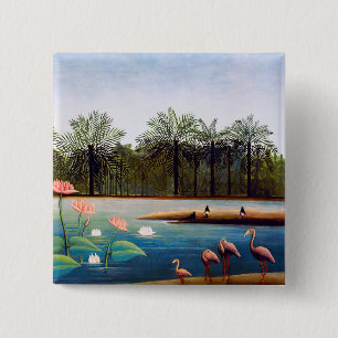 Henri Rousseau - The Flamingoes 15 Cm Square Badge