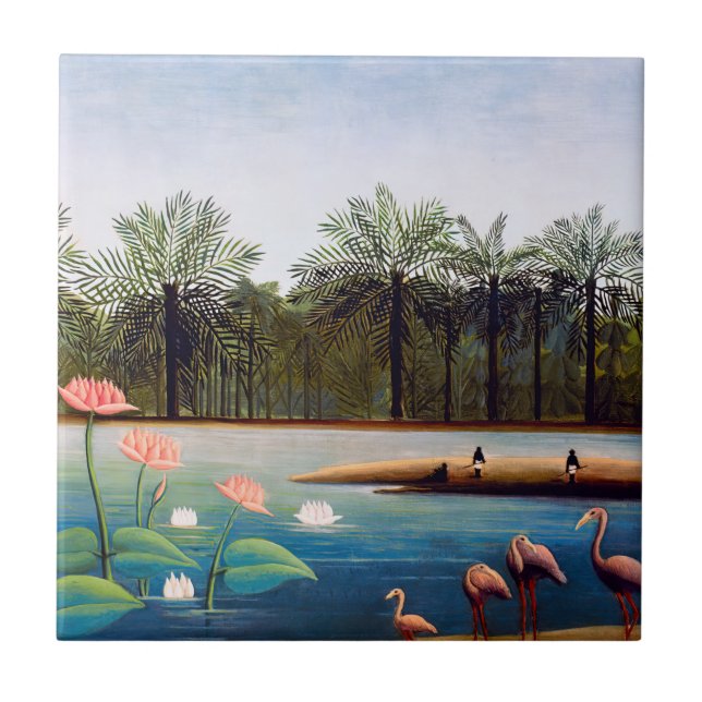 Henri Rousseau - The Flamingoes Ceramic Tile (Front)