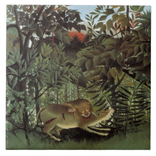 Henri Rousseau - The Hungry Lion Attacking Ceramic Tile