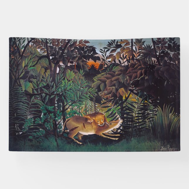 Henri Rousseau - The Hungry Lion Banner (Horizontal)