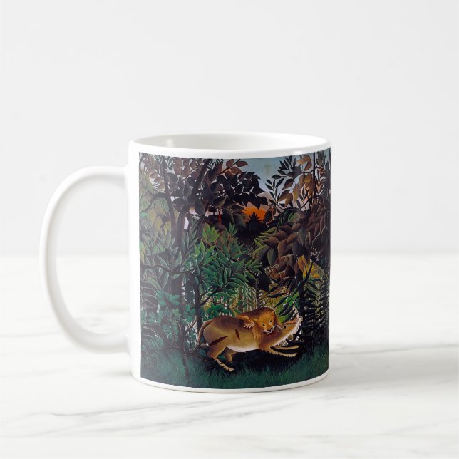 Henri Rousseau - The Hungry Lion Coffee Mug (Left)