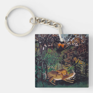 Henri Rousseau - The Hungry Lion Key Ring