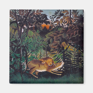Henri Rousseau - The Hungry Lion Magnet