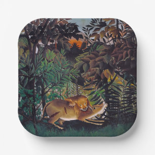 Henri Rousseau - The Hungry Lion Paper Plate