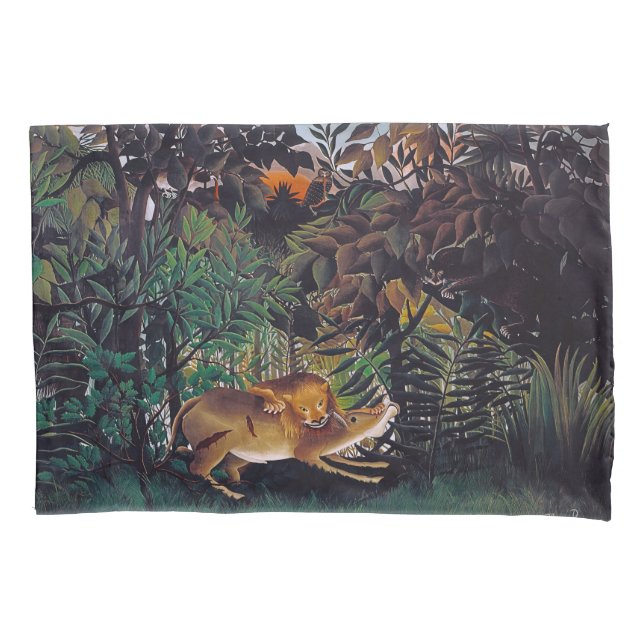 Henri Rousseau - The Hungry Lion Pillowcase (Front)