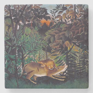 Henri Rousseau - The Hungry Lion Stone Coaster