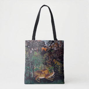 Henri Rousseau - The Hungry Lion Tote Bag