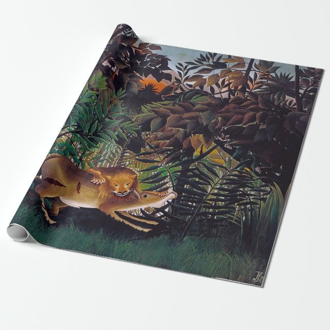 Henri Rousseau - The Hungry Lion Wrapping Paper (Unrolled)