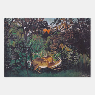 Henri Rousseau - The Hungry Lion Wrapping Paper Sheet