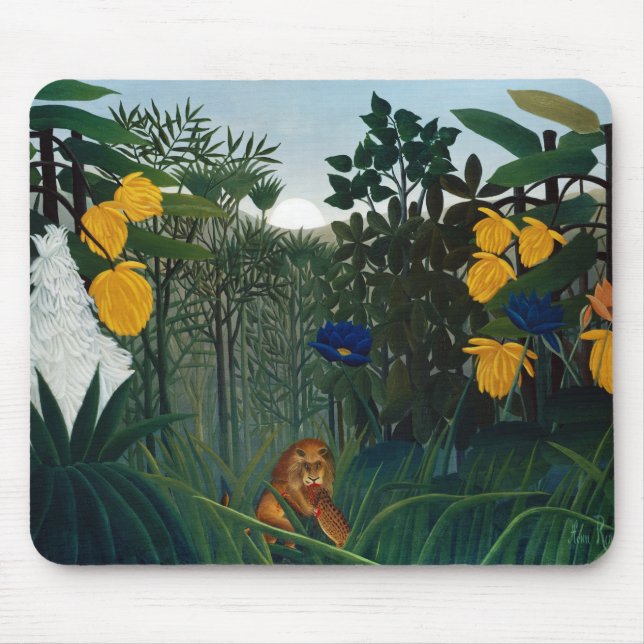 Henri Rousseau The Repast of the Lion Botanical Ga Mouse Pad (Front)