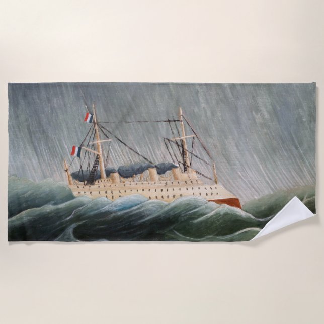 Henri Rousseau - The Ship in the Tempest Beach Towel (Front)