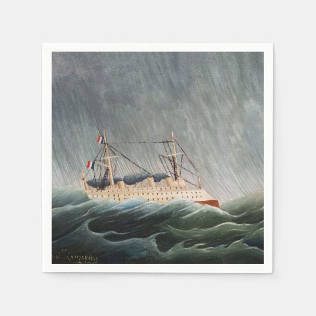 Henri Rousseau - The Ship in the Tempest Napkin (Front)