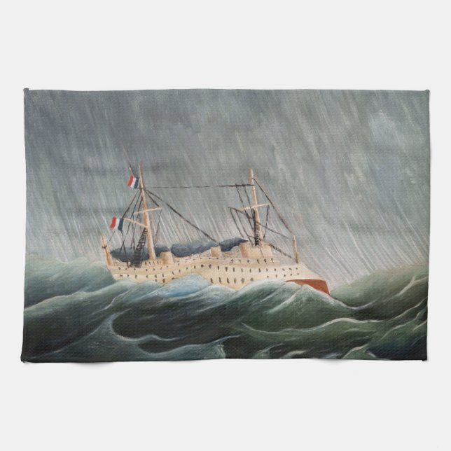 Henri Rousseau - The Ship in the Tempest Tea Towel (Horizontal)