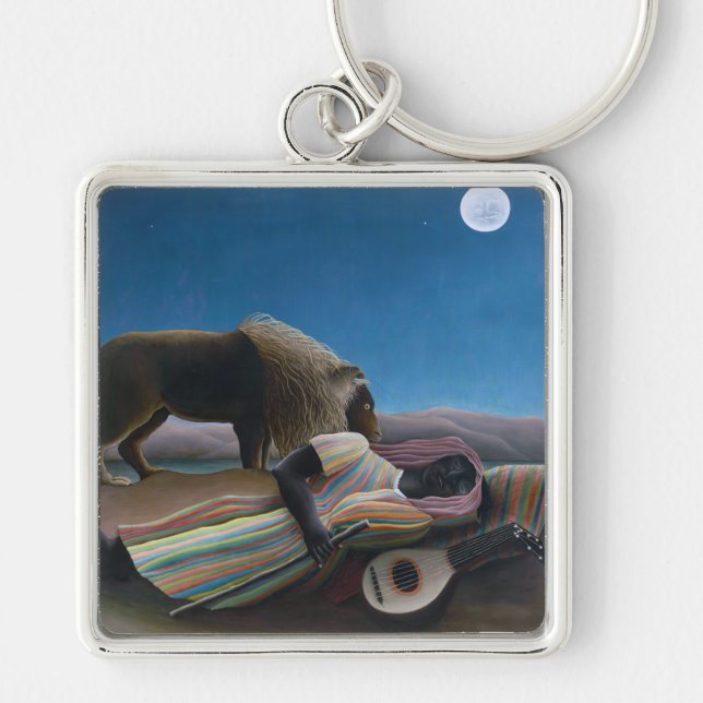 Henri Rousseau - The Sleeping Gypsy Key Ring (Front)