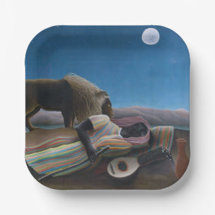 Henri Rousseau - The Sleeping Gypsy Paper Plate
