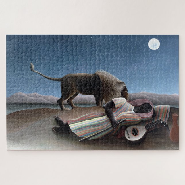 Henri Rousseau The Sleeping Gypsy Poster Jigsaw Puzzle (Horizontal)