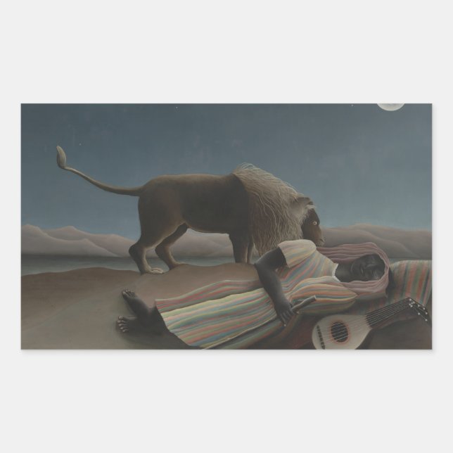 Henri Rousseau - The Sleeping Gypsy Rectangular Sticker (Front)