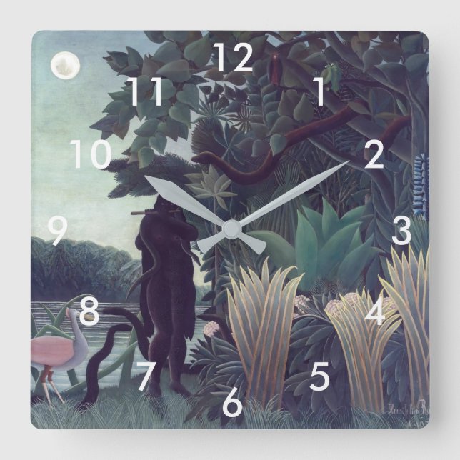 Henri Rousseau - The Snake Charmer Square Wall Clock (Front)