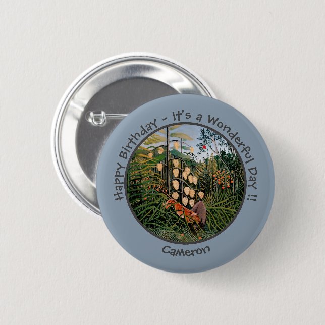 Henri Rousseau Tiger & Bull Party Items Collection 6 Cm Round Badge (Front & Back)