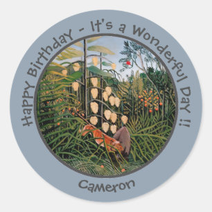 Henri Rousseau Tiger & Bull Party Items Collection Classic Round Sticker