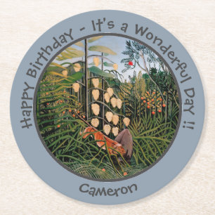 Henri Rousseau Tiger & Bull Party Items Collection Round Paper Coaster