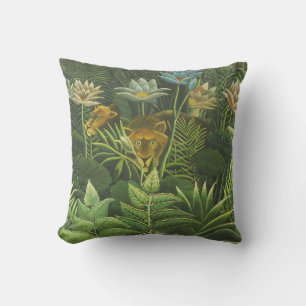 Henri Rousseau Tropical Jungle Lion Vintage Print Cushion