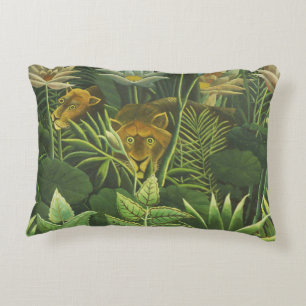 Henri Rousseau Tropical Jungle Lion Vintage Print Decorative Cushion