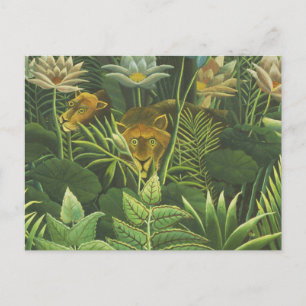 Henri Rousseau Tropical Jungle Lion Vintage Print Postcard