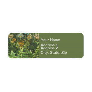 Henri Rousseau Tropical Jungle Lion Vintage Print Return Address Label