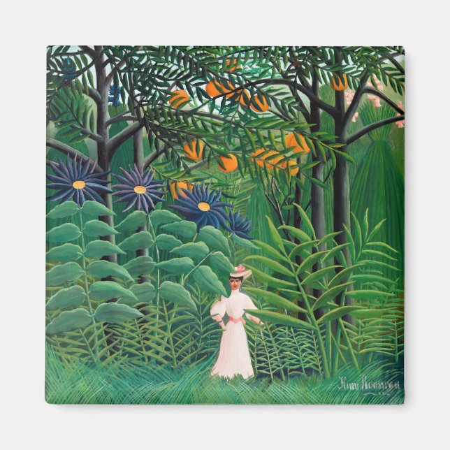 Henri Rousseau - Woman Walking at Exotic Forest Magnet (Front)