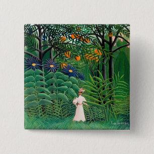 Henri Rousseau - Woman Walking in an Exotic Forest 15 Cm Square Badge