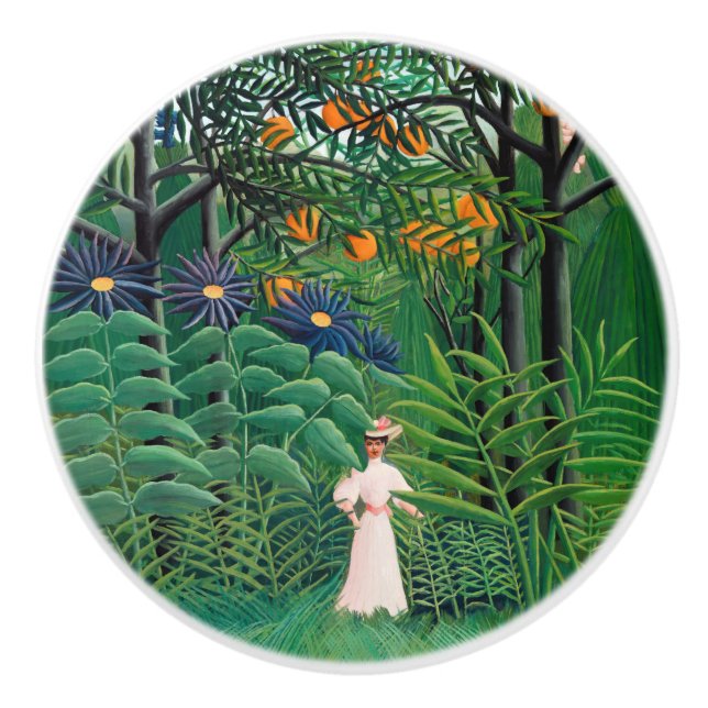 Henri Rousseau - Woman Walking in an Exotic Forest Ceramic Knob (Front)