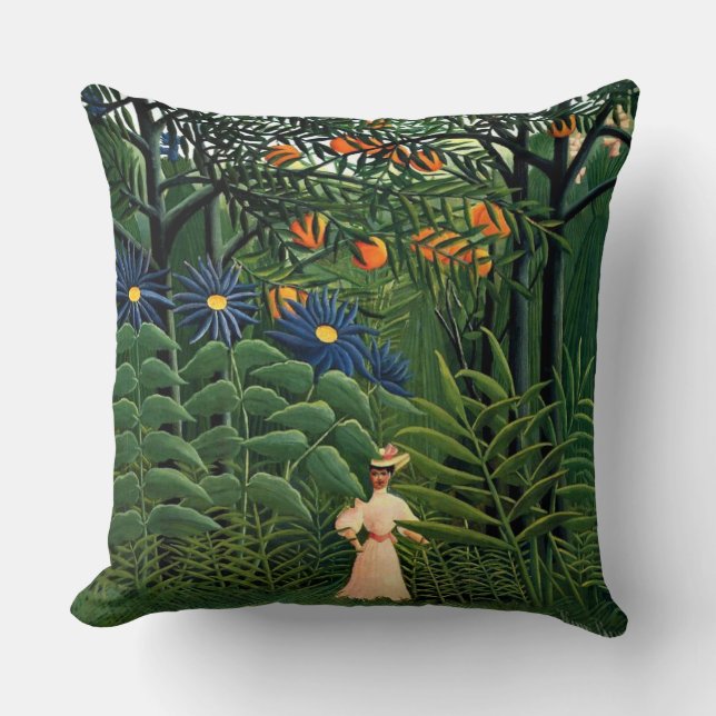 Henri Rousseau - Woman Walking in an Exotic Forest Cushion (Front)