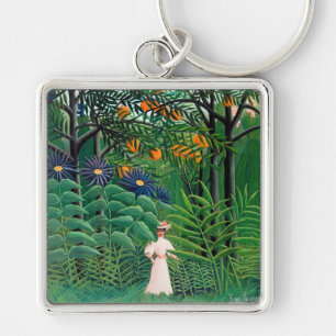 Henri Rousseau - Woman Walking in an Exotic Forest Key Ring