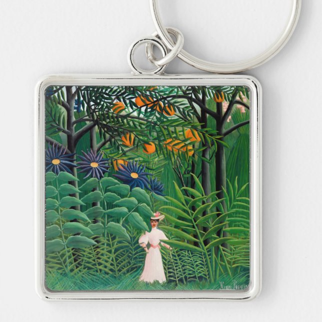 Henri Rousseau - Woman Walking in an Exotic Forest Key Ring (Front)