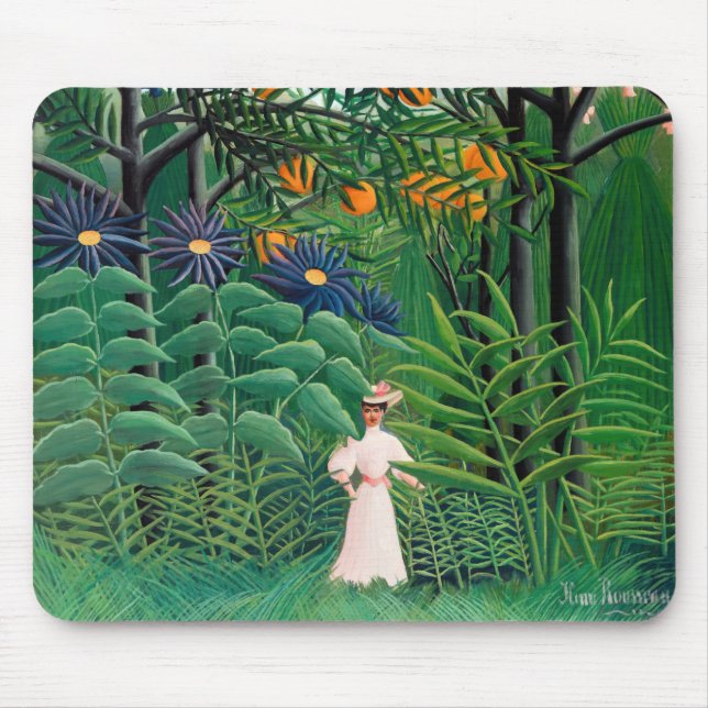 Henri Rousseau - Woman Walking in an Exotic Forest Mouse Pad (Front)