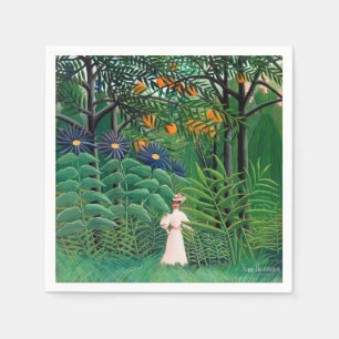 Henri Rousseau - Woman Walking in an Exotic Forest Napkin