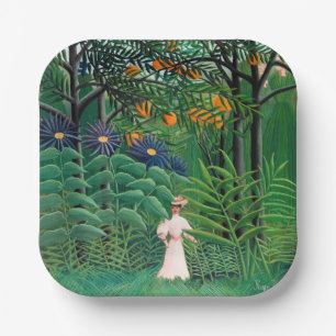 Henri Rousseau - Woman Walking in an Exotic Forest Paper Plate