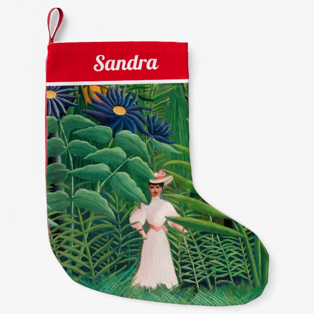 Henri Rousseau - Woman Walking in an Exotic Forest Small Christmas Stocking (Front)