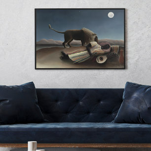 Henri Rousseau's The Sleeping Gypsy (1897) famous  Poster