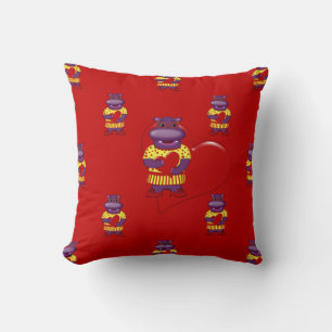 Henrietta Hippo Throw Pillow-Red Cushion