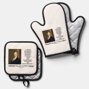Henry Clay No South No North No East No West Quote Oven Mitt & Pot Holder Set