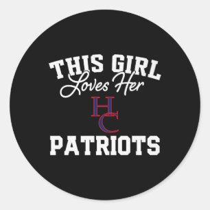 Henry County Patriots Logo This Girl Loves Her Hs  Classic Round Sticker