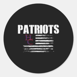 Henry County Patriots Logo Usa Flag Pride Hs  Classic Round Sticker