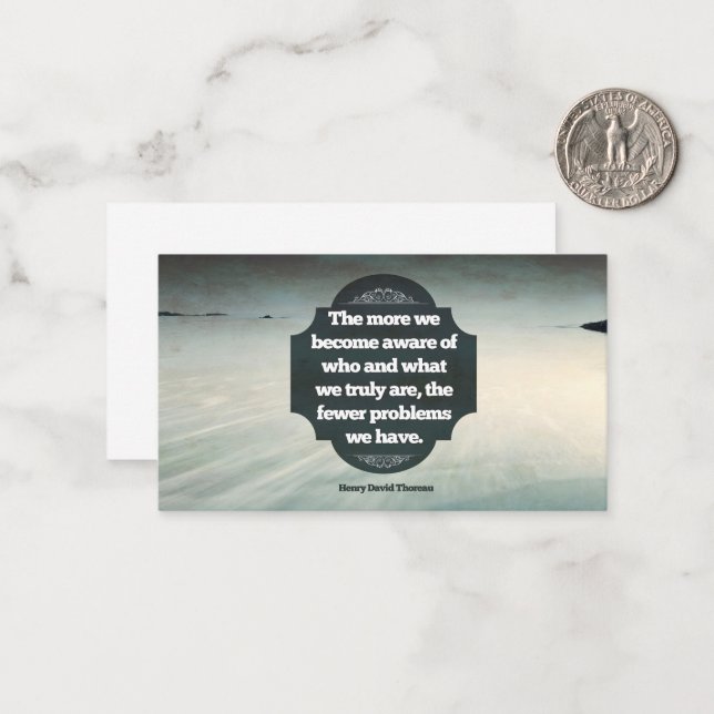 Henry David Thoreau Inspirational Quote "Aware" Card (Front/Back In Situ)