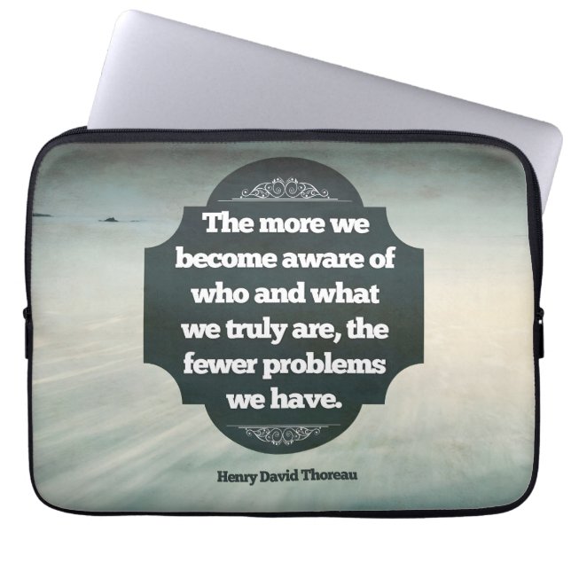 Henry David Thoreau Inspirational Quote "Aware" Laptop Sleeve (Front)