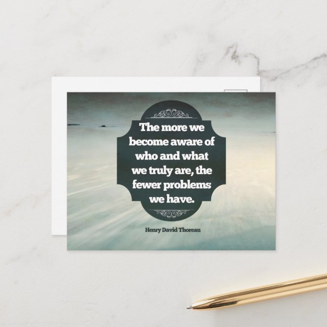 Henry David Thoreau Inspirational Quote "Aware" Postcard (Front/Back In Situ)